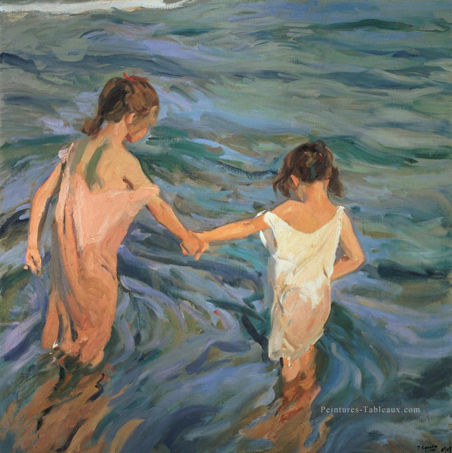 enfants dans la mer joaquin sorolla y bastida impressionnisme Peintures à l'huile